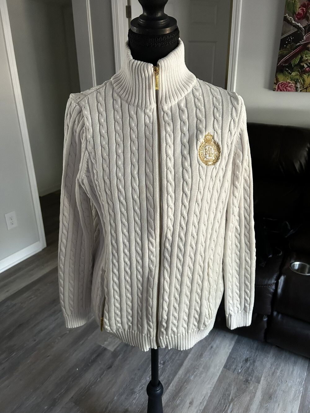 Ralph Lauren Long Sleeve Knit Zip Front Sweater RL Patch 1X